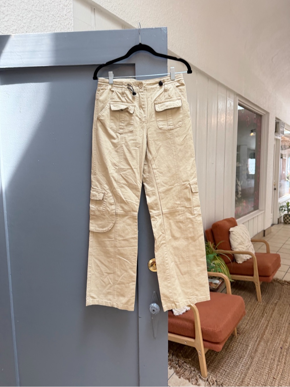 Brandy Melville Beige Wide-Leg Cargo Pants